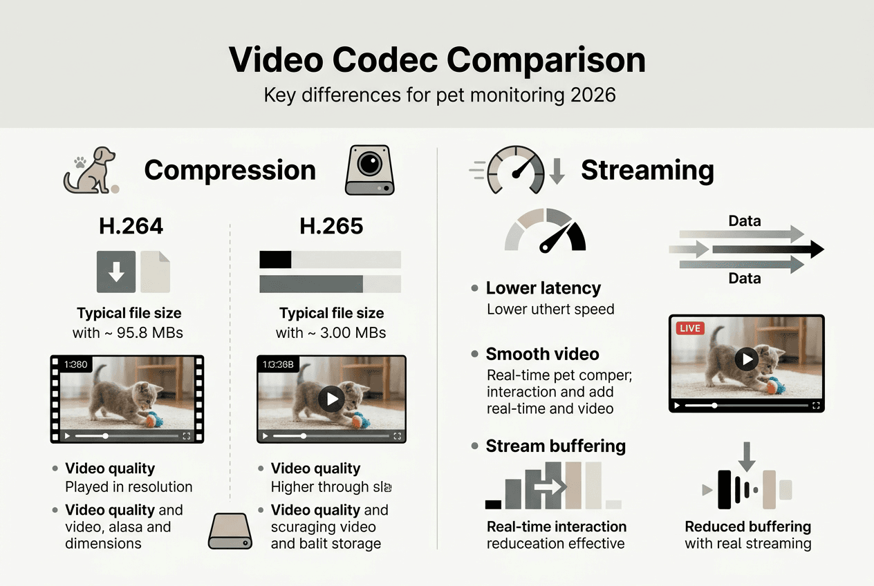 Infographic comparing pet camera video codecs