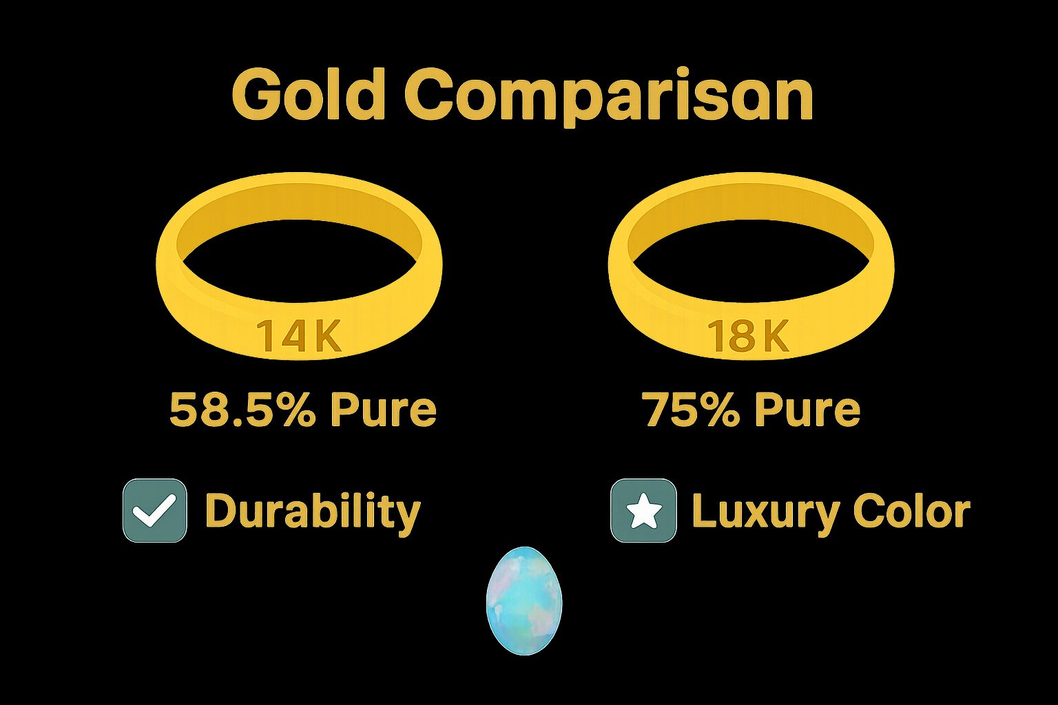Comparison of 14k vs 18k gold features