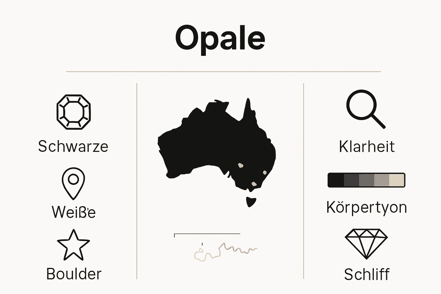 Vergleich Opalarten, Herkunft und Qualitätsmerkmale als Infografik.