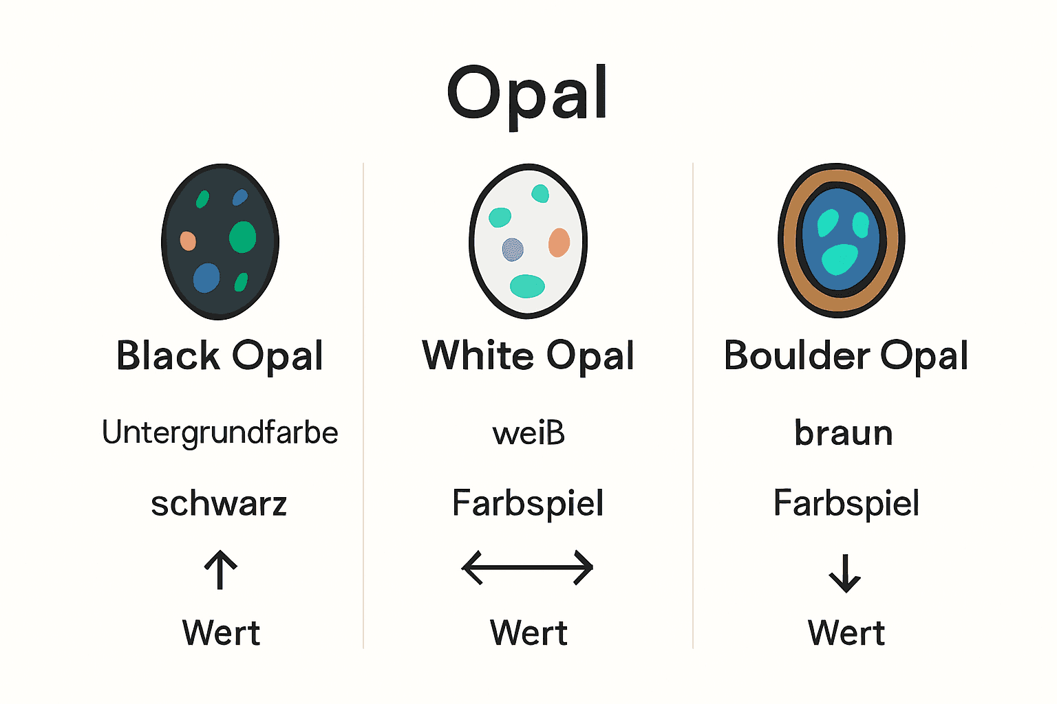 Infografik: Black Opal vs andere Opalarten Vergleich