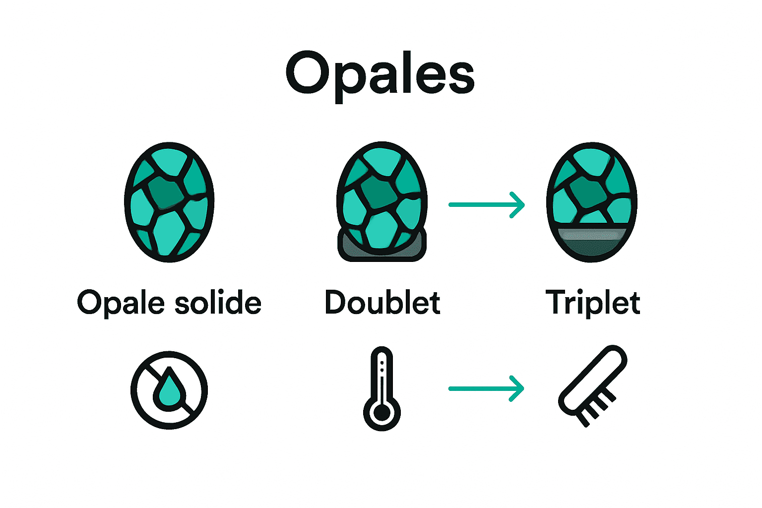 Infographie sur précautions types d’opales argent