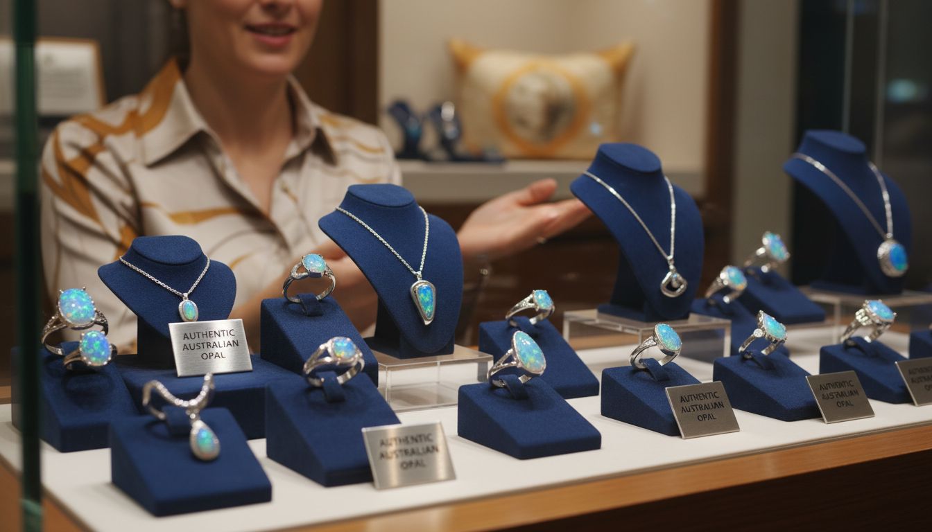 silver opal jewelry display