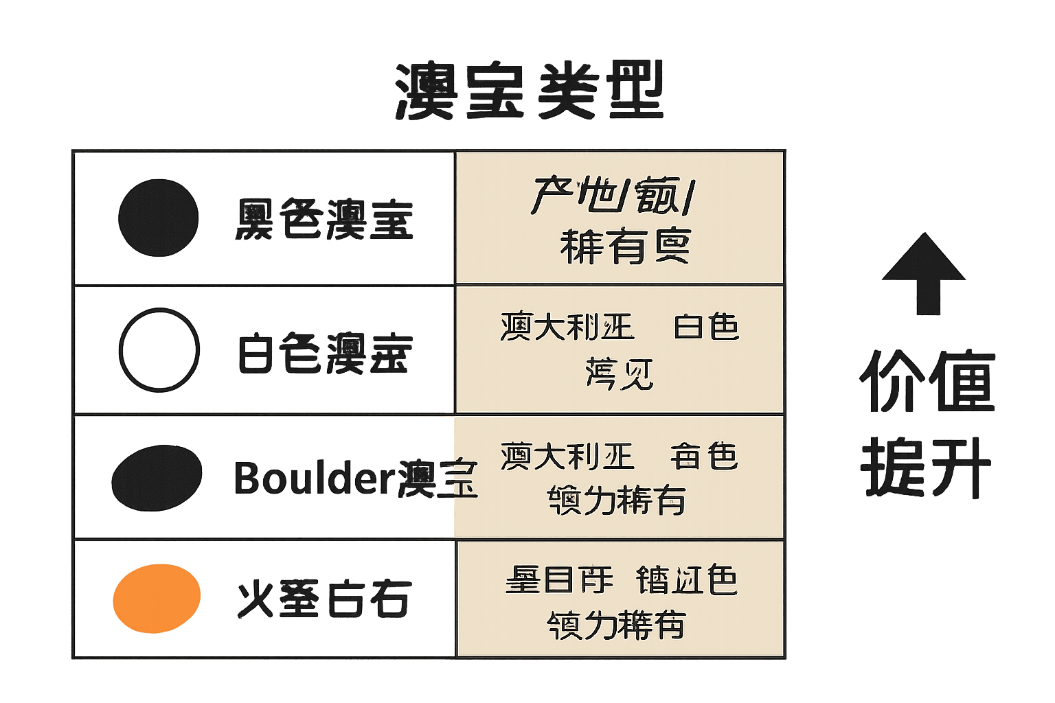 主要澳宝类型与产地稀有度对比图