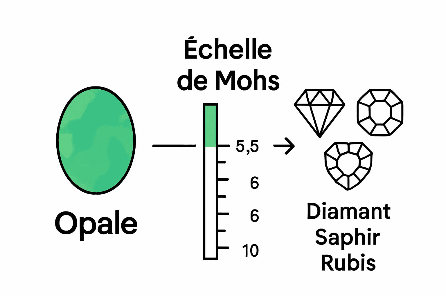 Comparaison dureté opale vs autres pierres précieuses