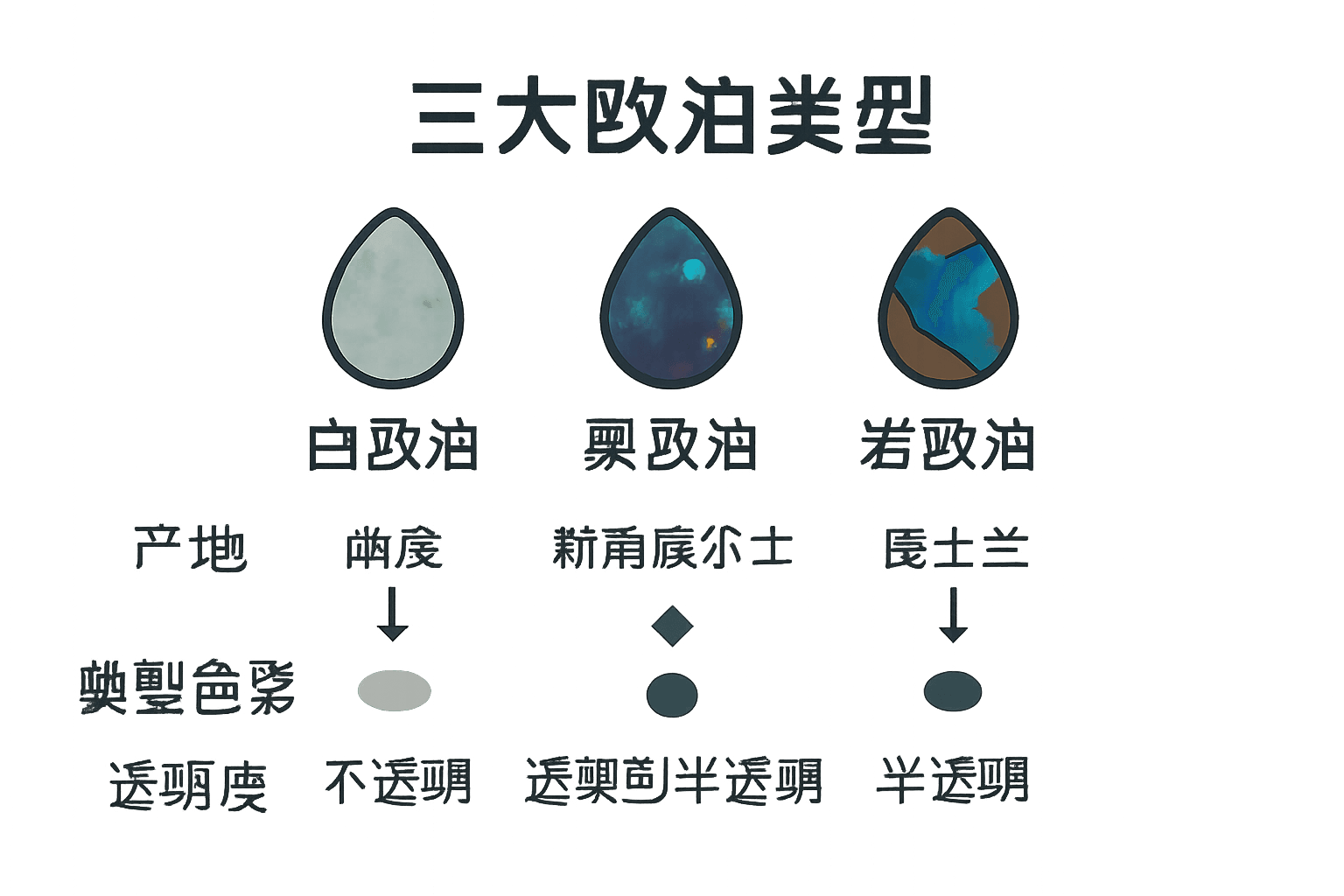 澳洲欧泊类型与特性对比信息图
