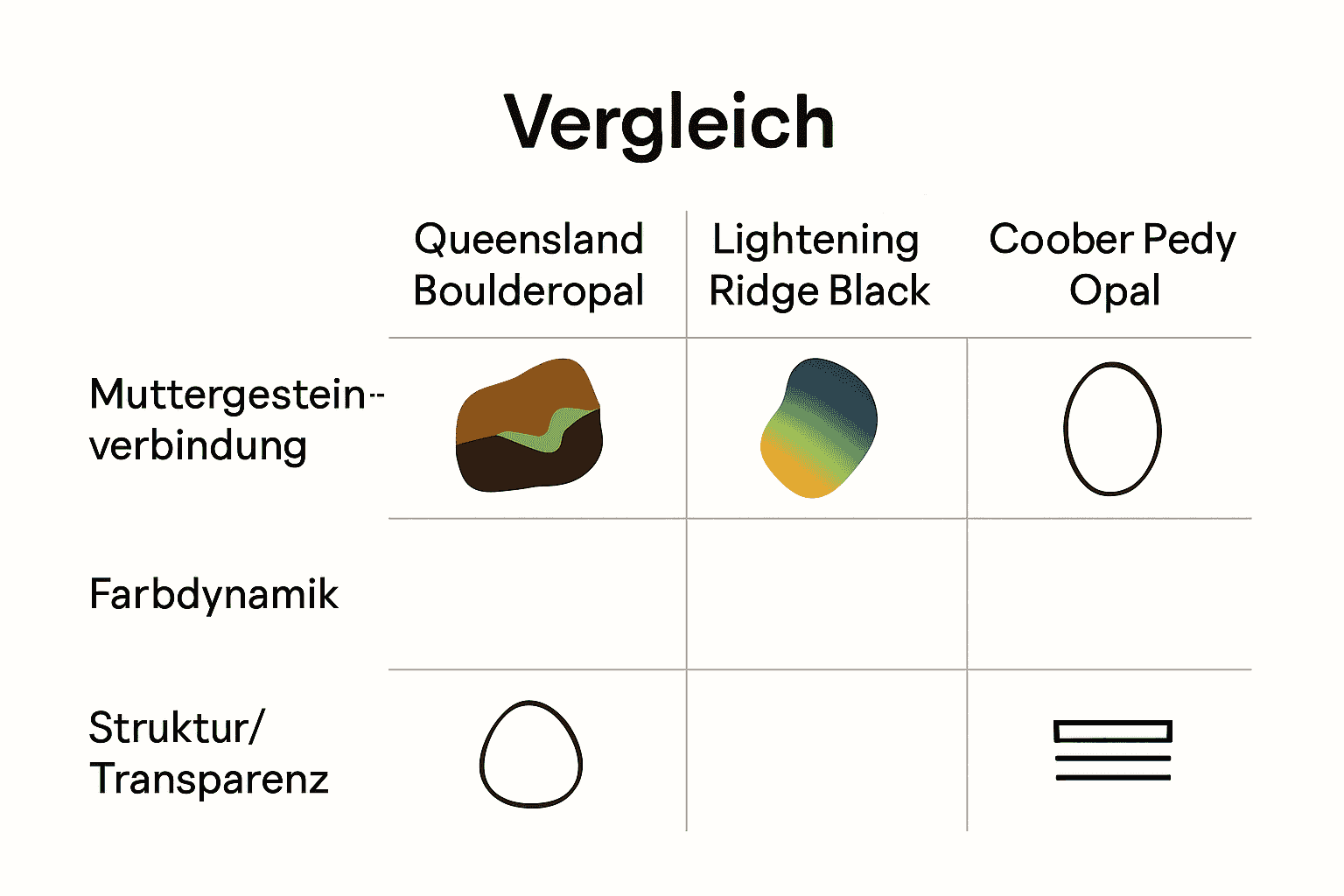 Vergleich: Queensland Boulderopal versus andere australische Opale