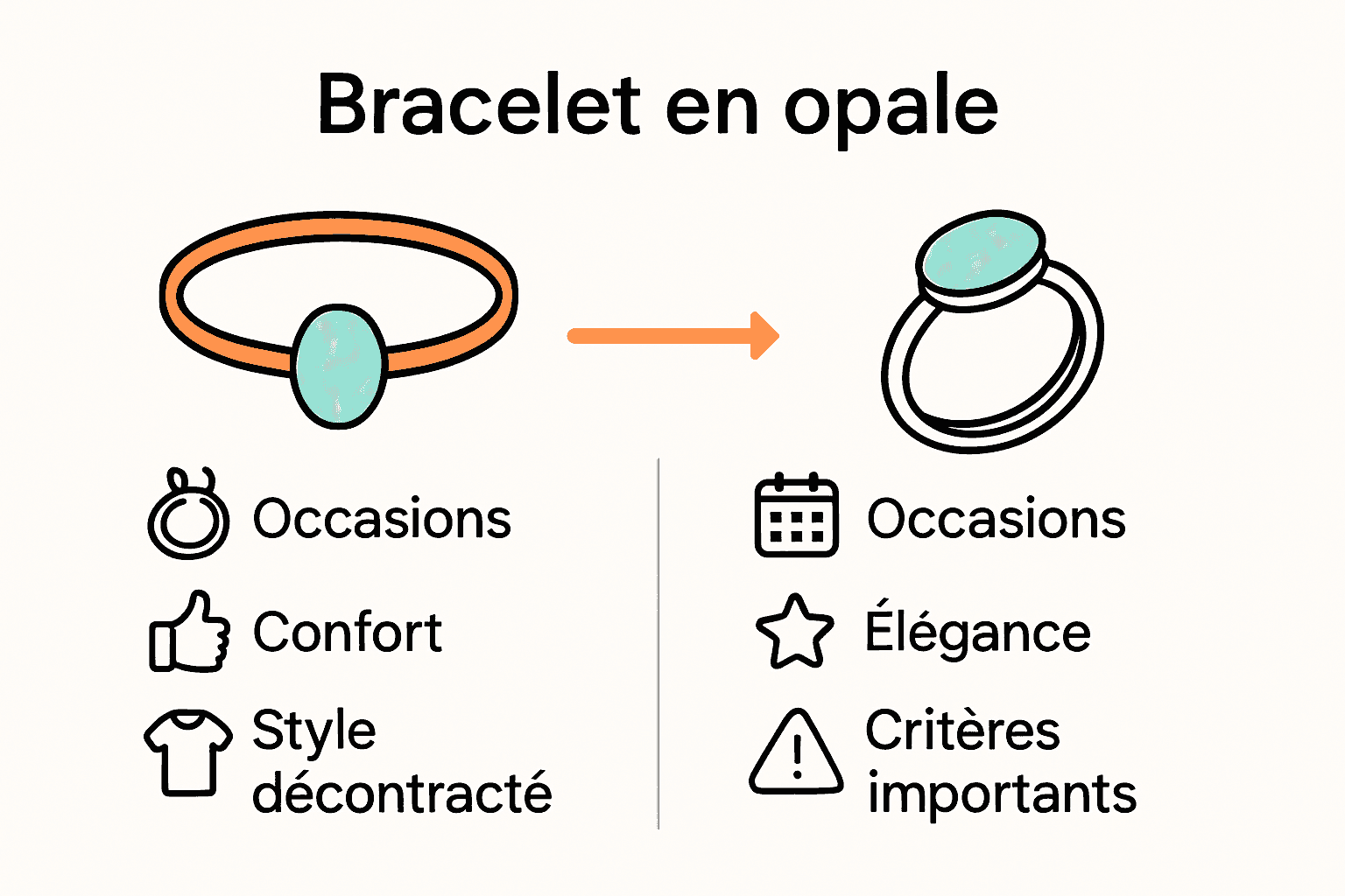 Comparatif visuel entre bracelet et bague opale