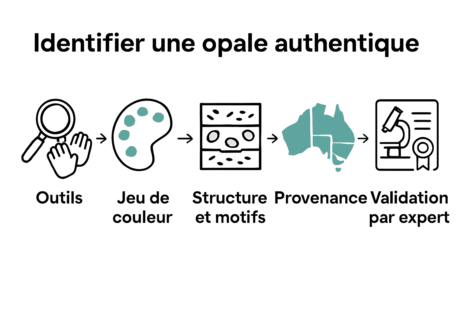 Infographie processus identification opale authentique étapes clés