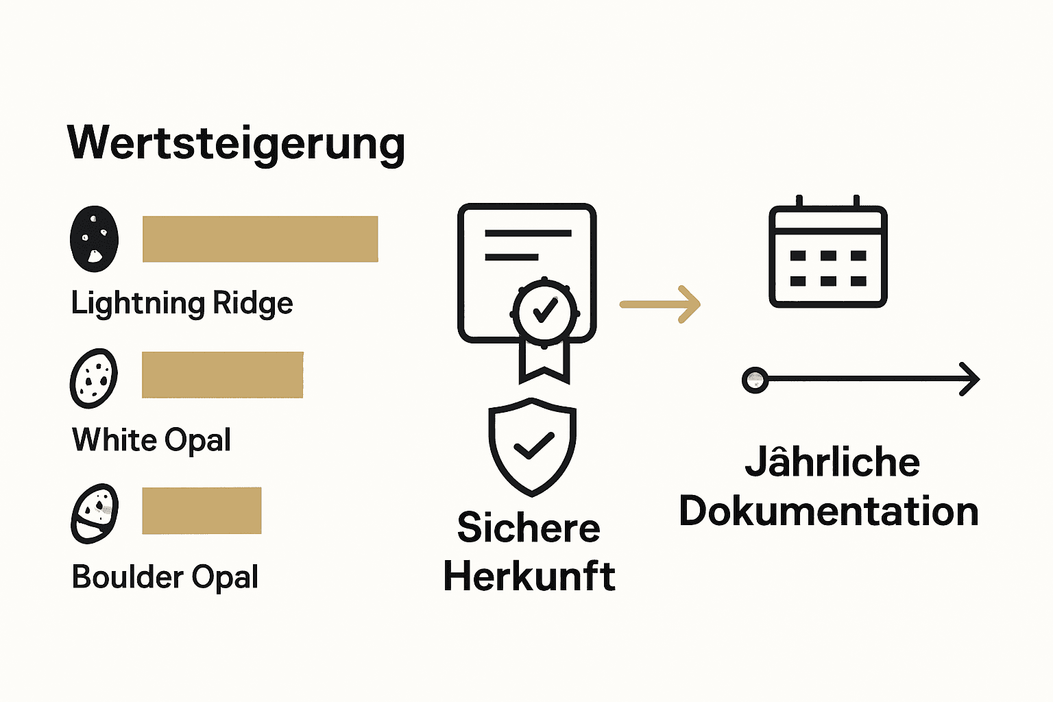 Vergleich Opaltypen, Zertifikats- und Zeitstrahl-Icons