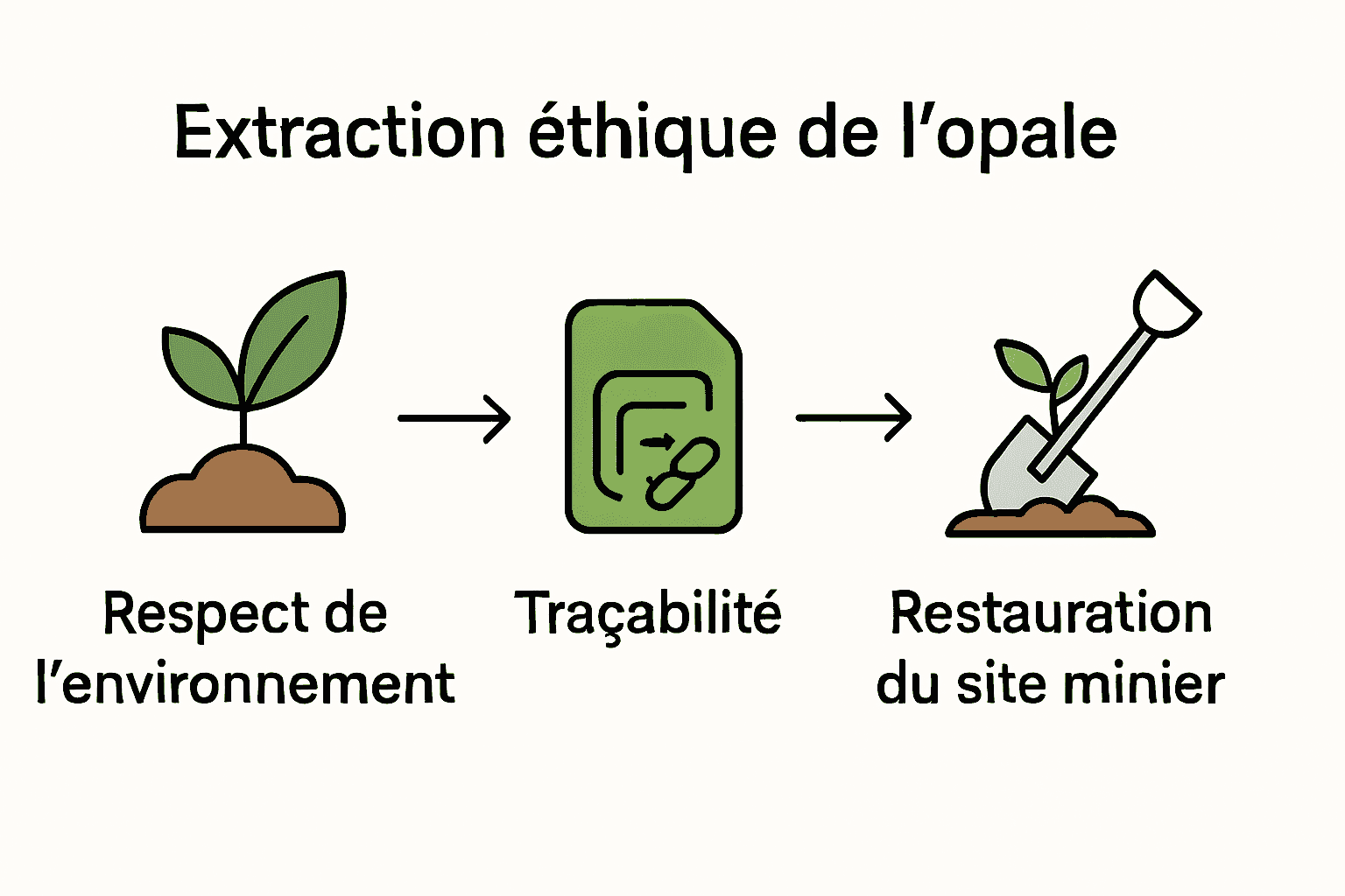 Schéma simple des critères d’extraction éthique d’opale