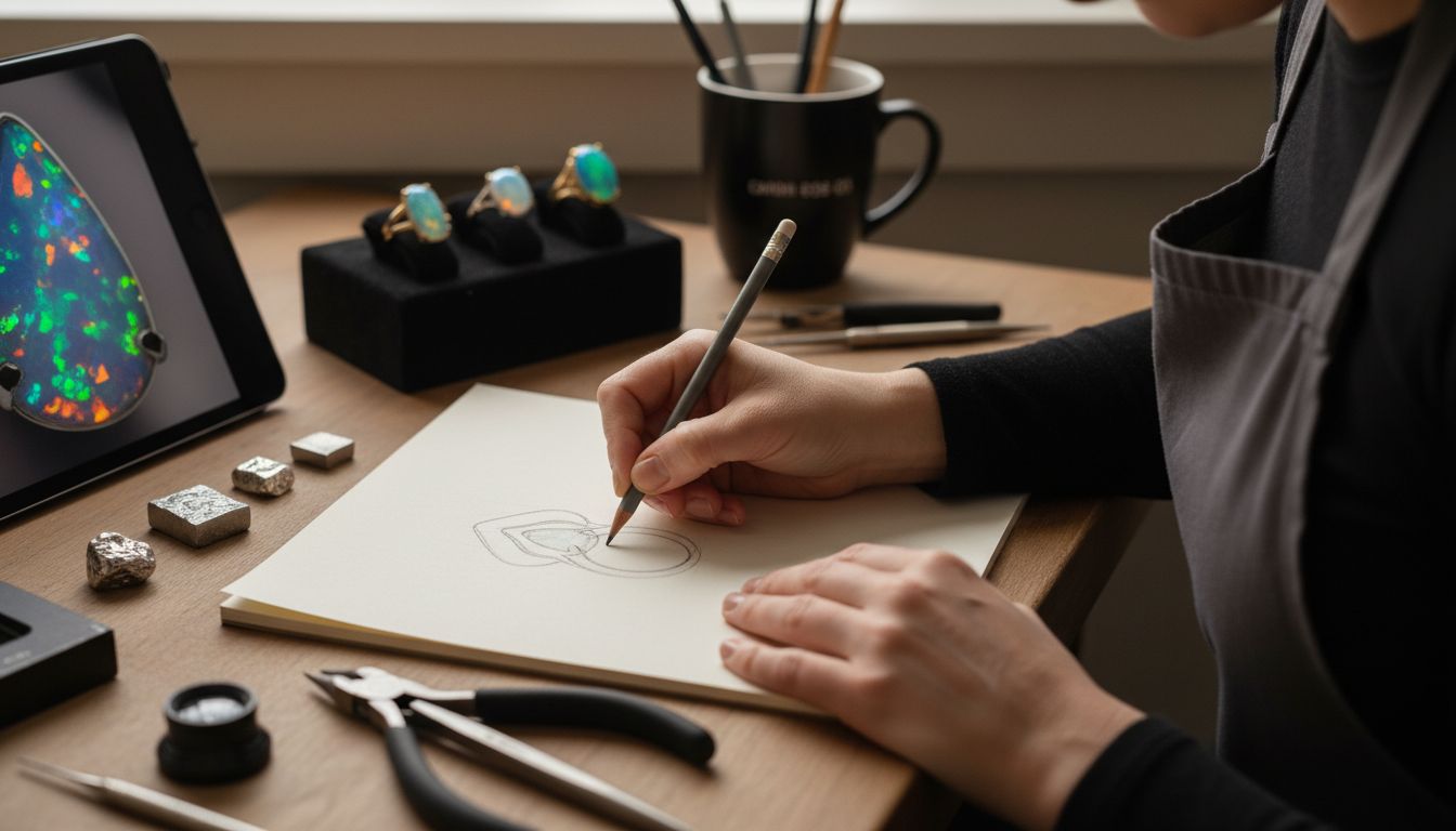 conception bague opale sur mesure