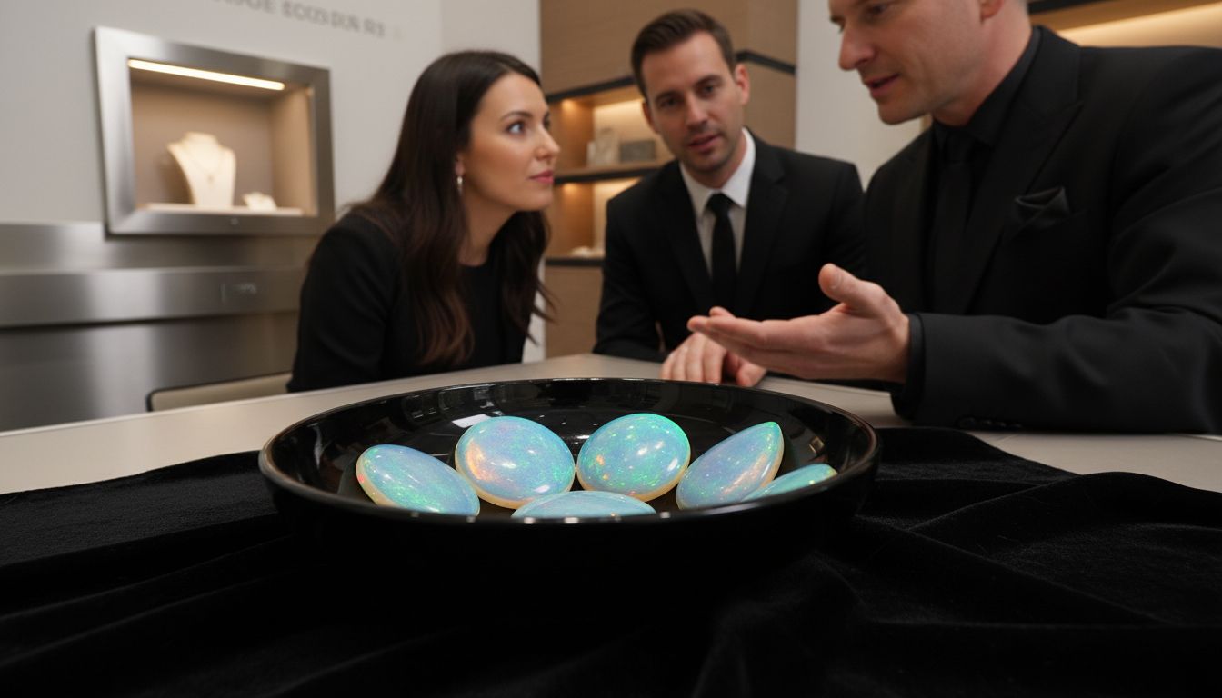 Opal-Cabochons Ausstellung Juwelier