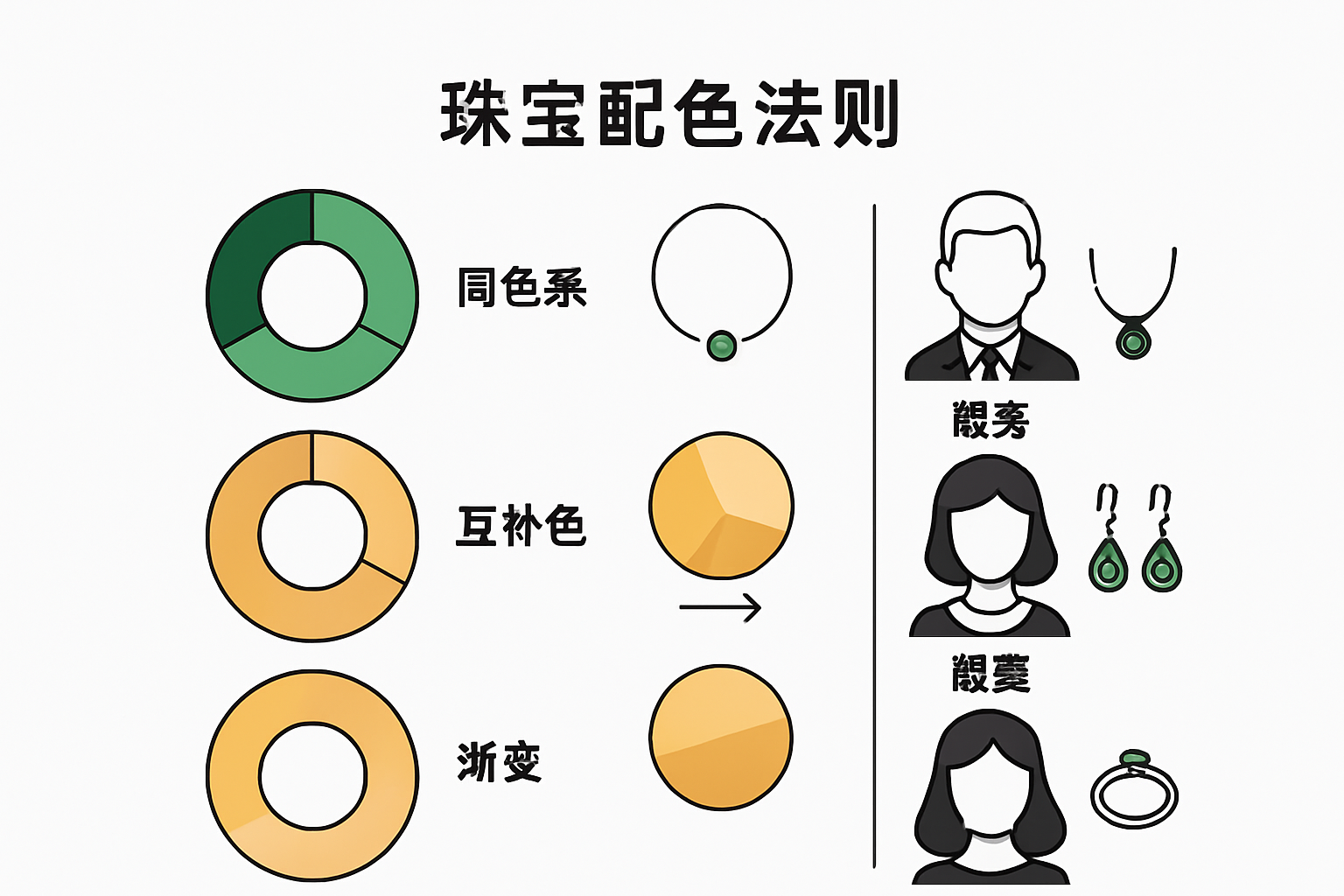 珠宝配色与场合搭配简易对照图