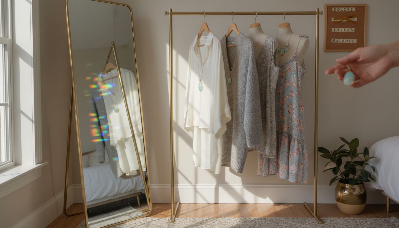 Opal jewelry paired with neutral outfits