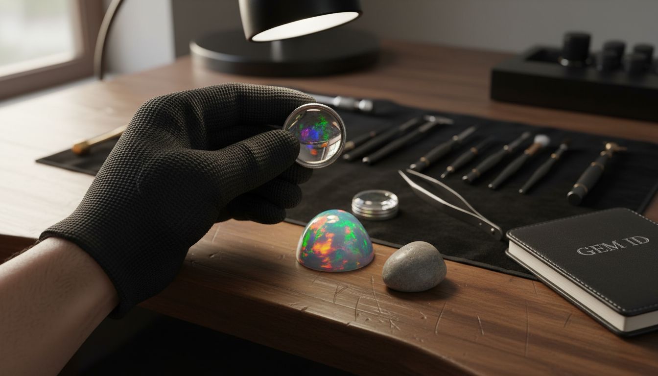 Examen opale précieuse lumière intense