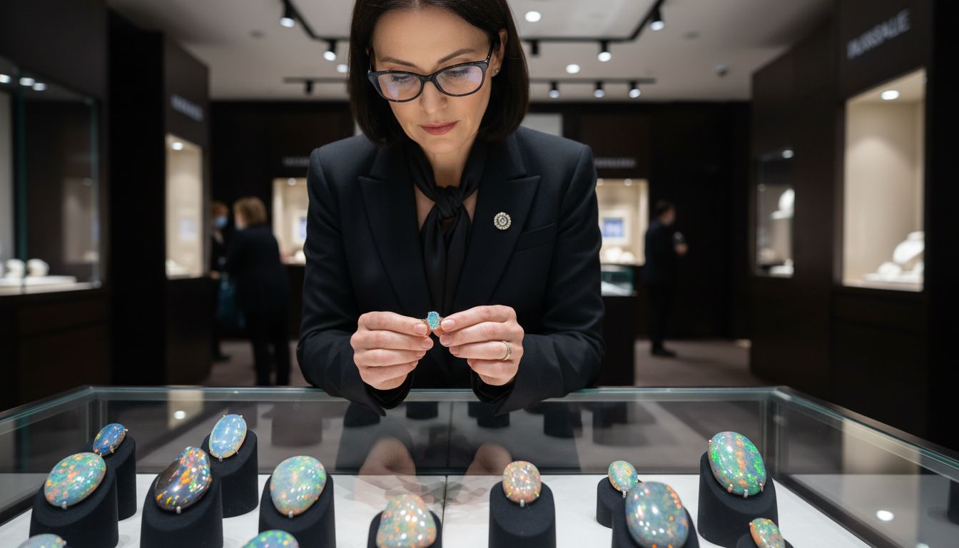 珠宝店中观察高品质澳宝