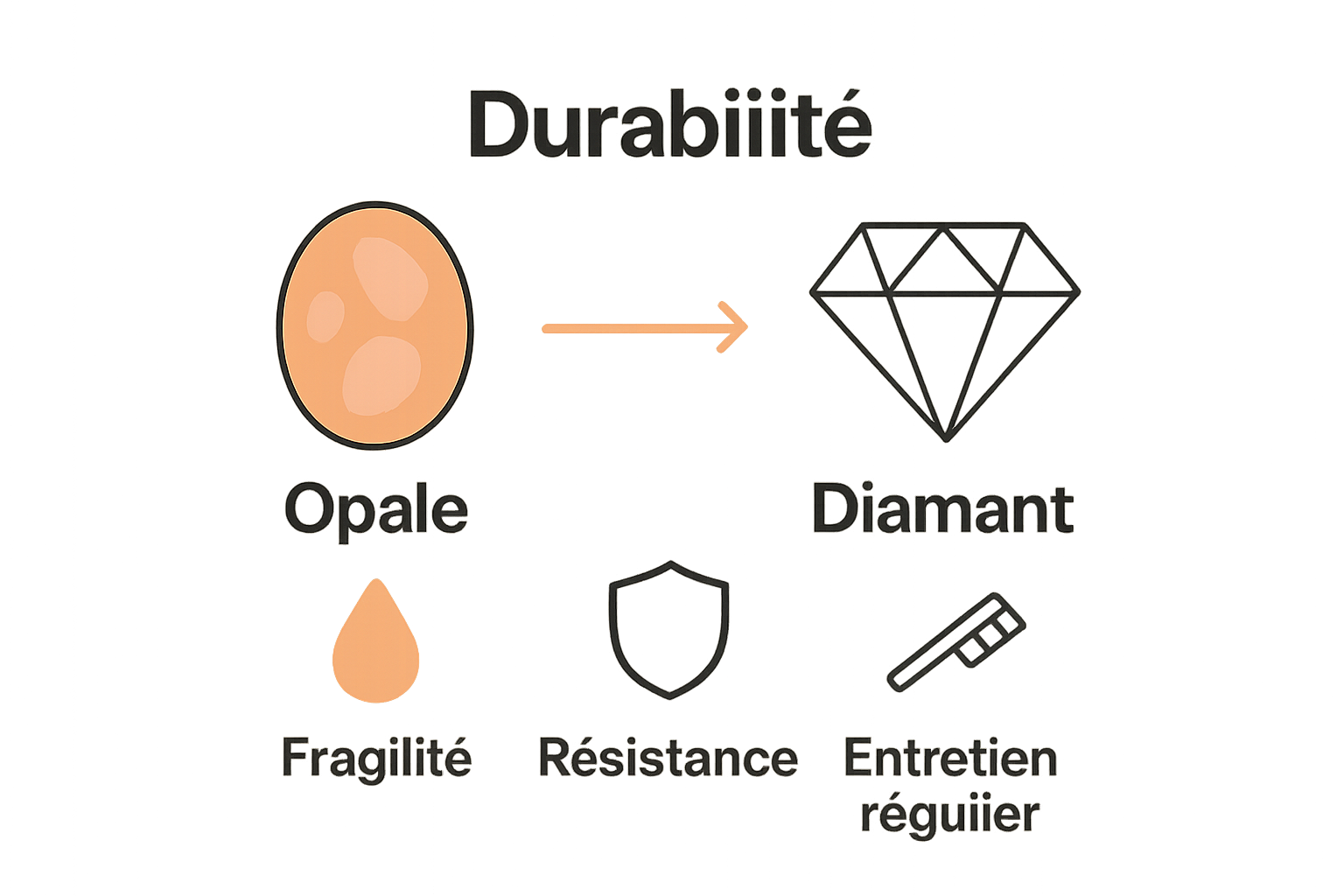 Infographie entretien et durabilité opale diamant