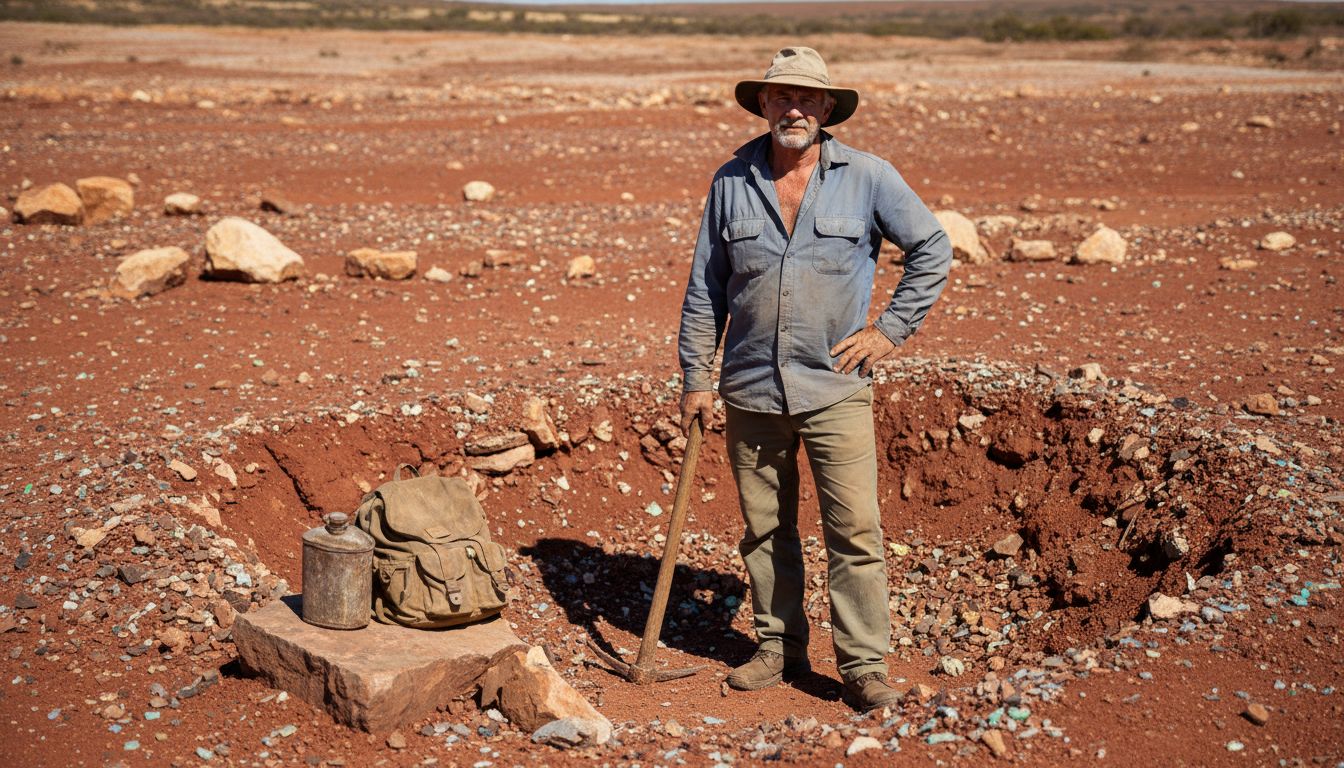 Miner at Australian opal field