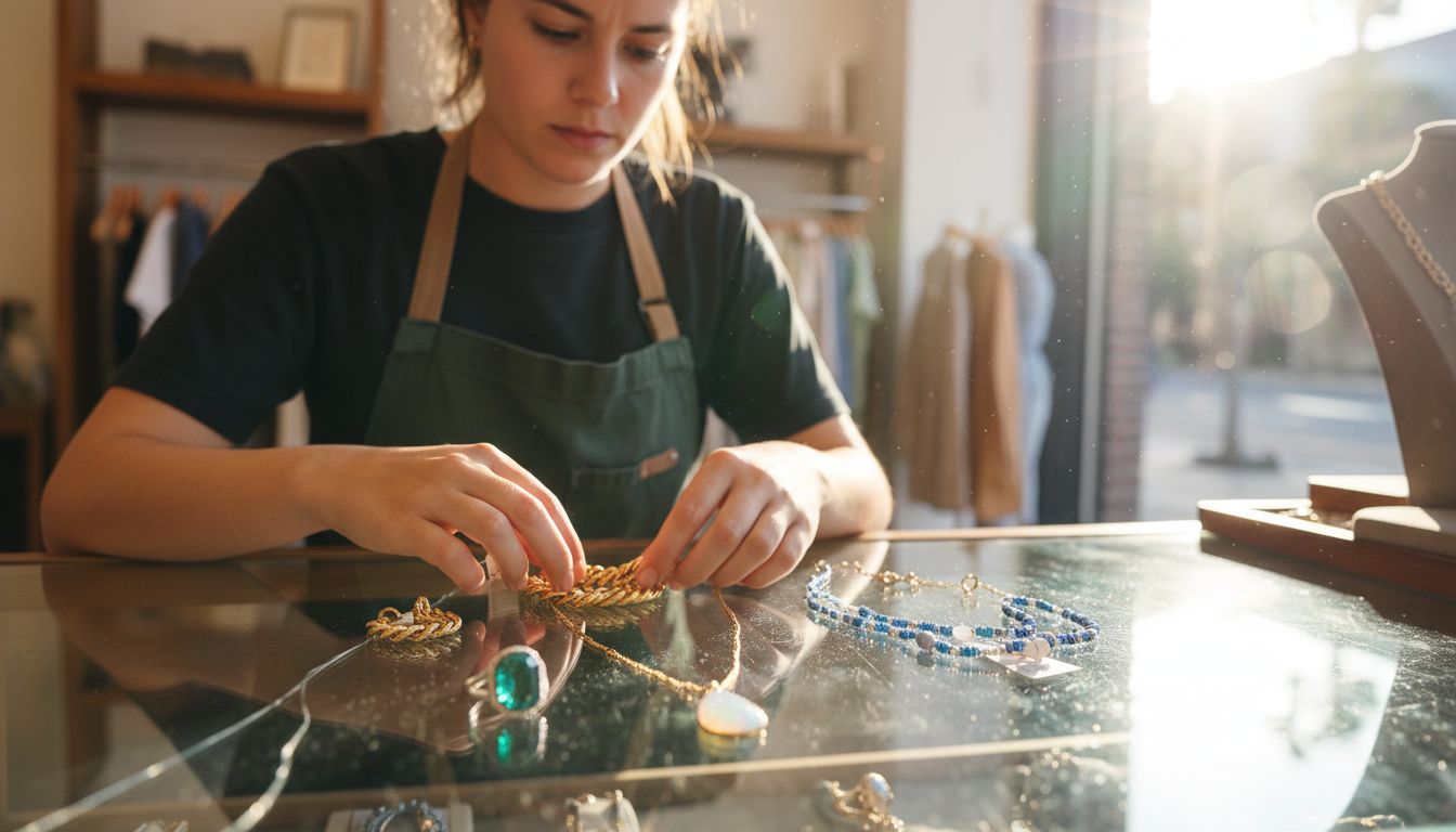 Designer displaying various jewelry types
