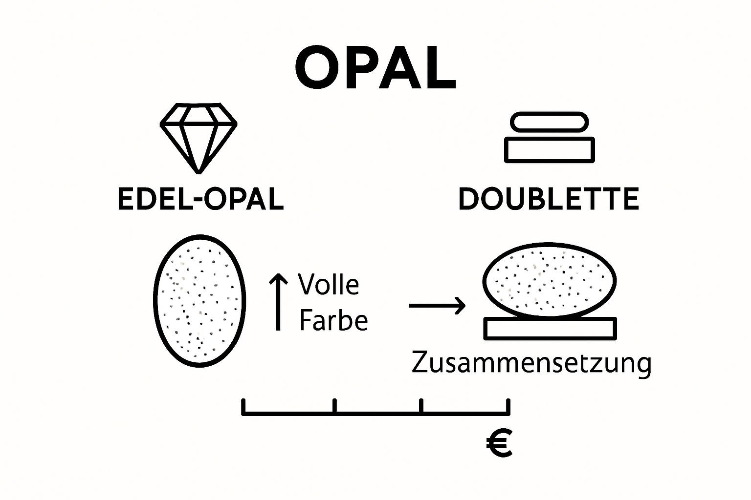 Comparison infographic solid opal and opal doublet