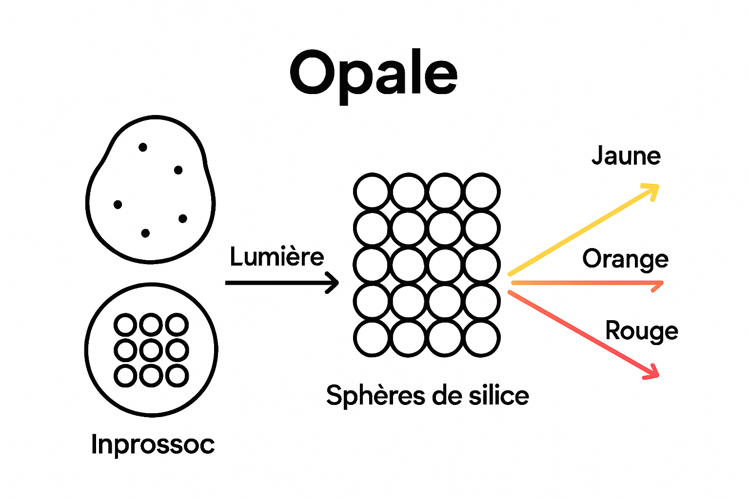 Infographie diffraction lumière structure opale
