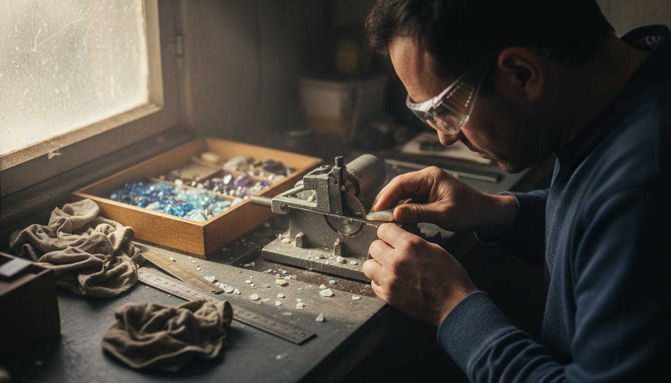 Cutting and shaping raw opal gems