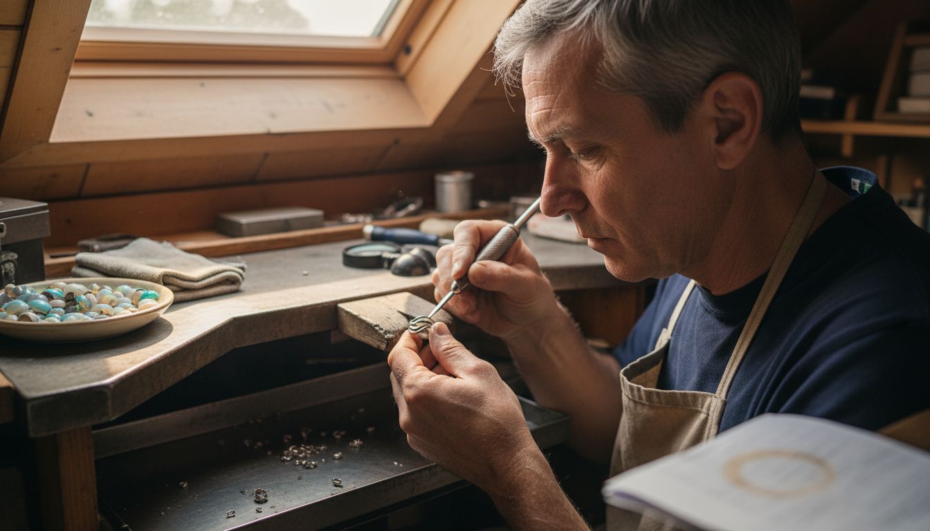 Artisan crafting opal ring at workbench