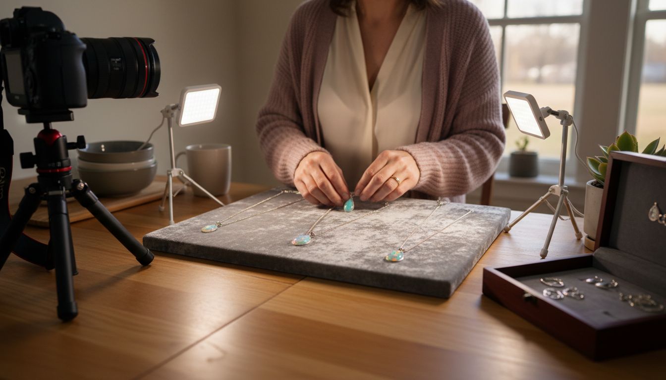 Opal jewelry arranged for professional photo
