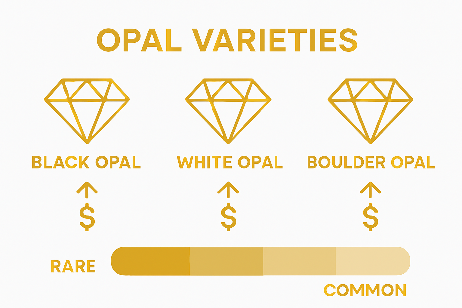Infographic comparing rarity and value of opal sets