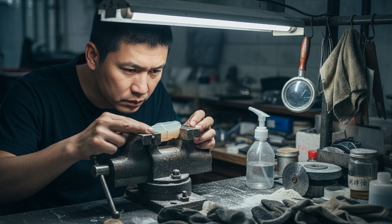 欧泊石在工匠的巧手下被精心雕琢,展现出独特的光彩与美感。