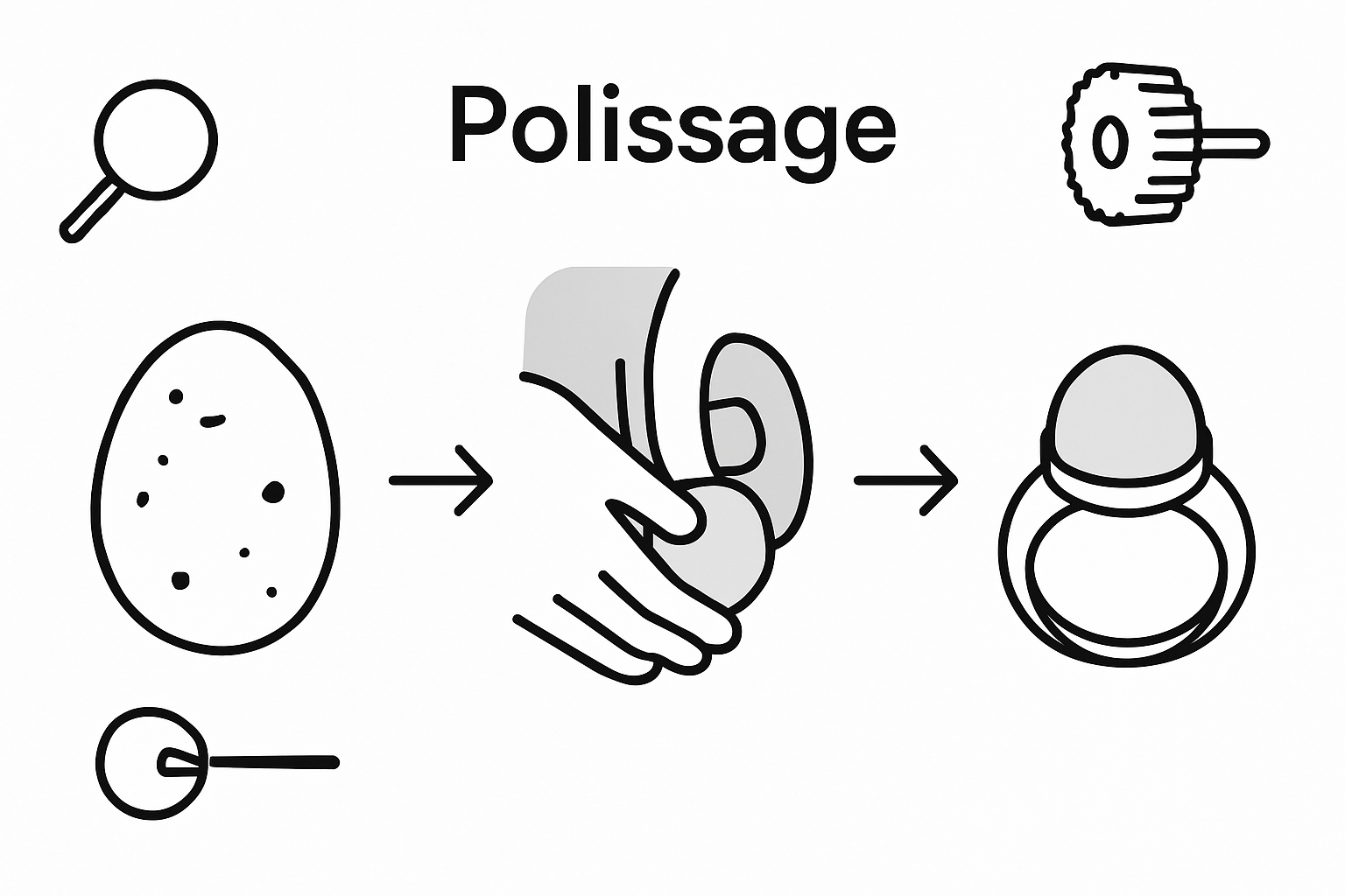 Schéma illustrant les différentes étapes de la taille d’une opale