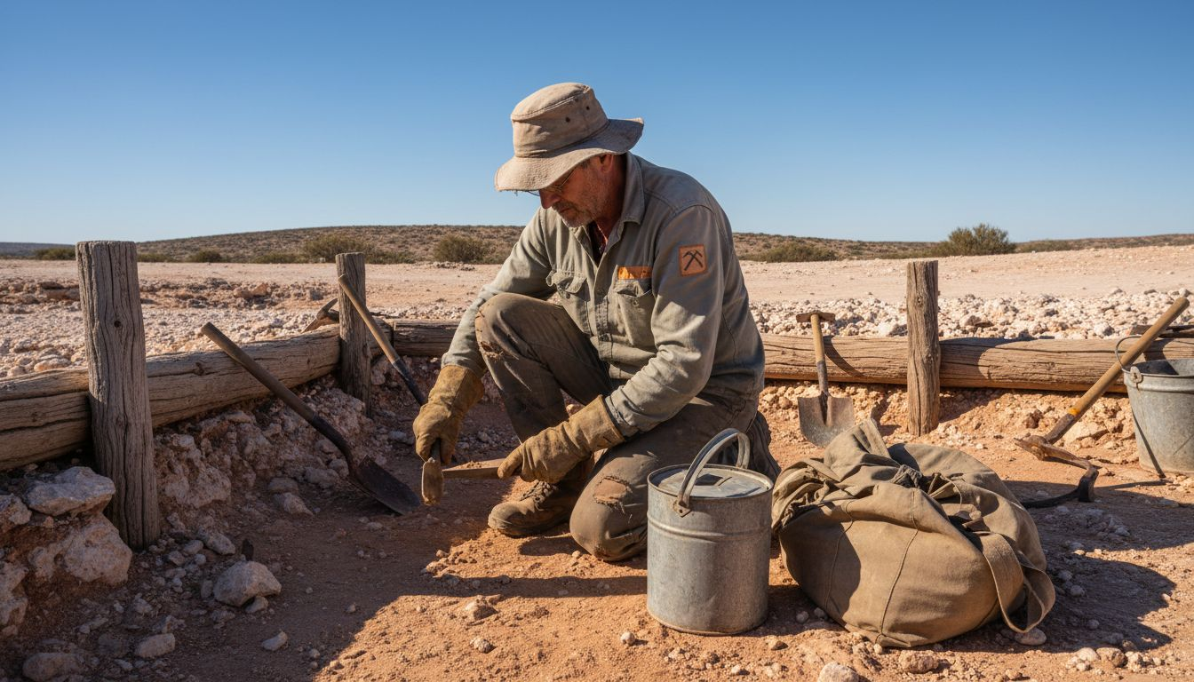 Miner at Coober Pedy opal mining site