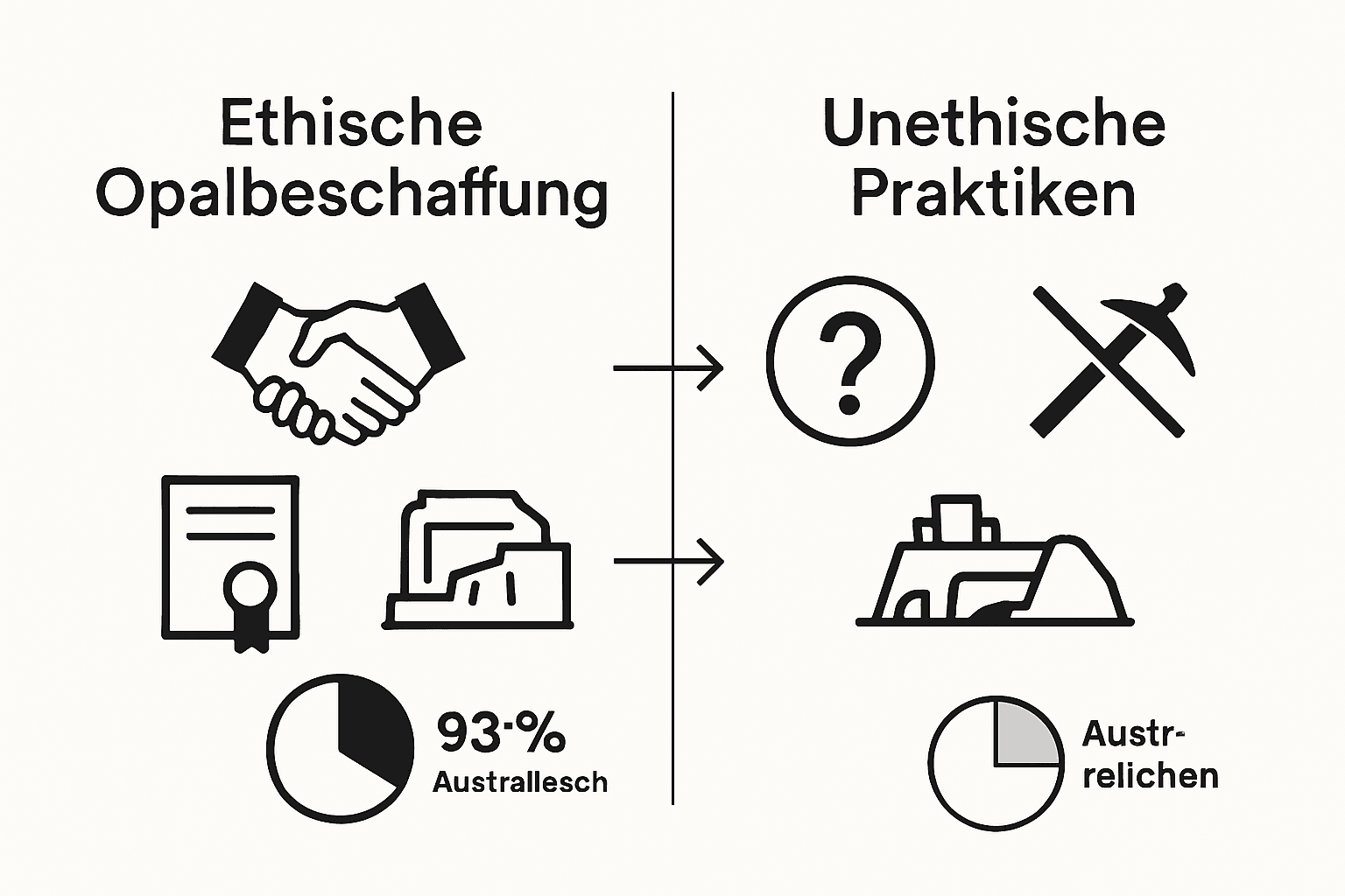 Infografik: Ethischer vs. unethischer Opalabbau – worauf kommt es beim verantwortungsvollen Einkauf an?