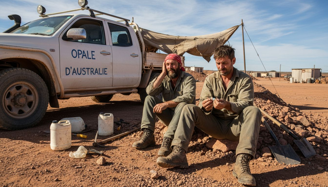 Dans l’arrière-pays australien, des chercheurs d’opale s’activent au milieu des paysages rocheux et arides, à la recherche de ces pierres précieuses uniques au monde.