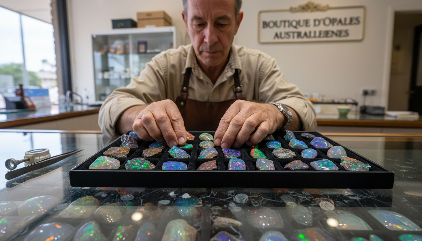 Présentation d’une collection variée de pierres d’opale australienne