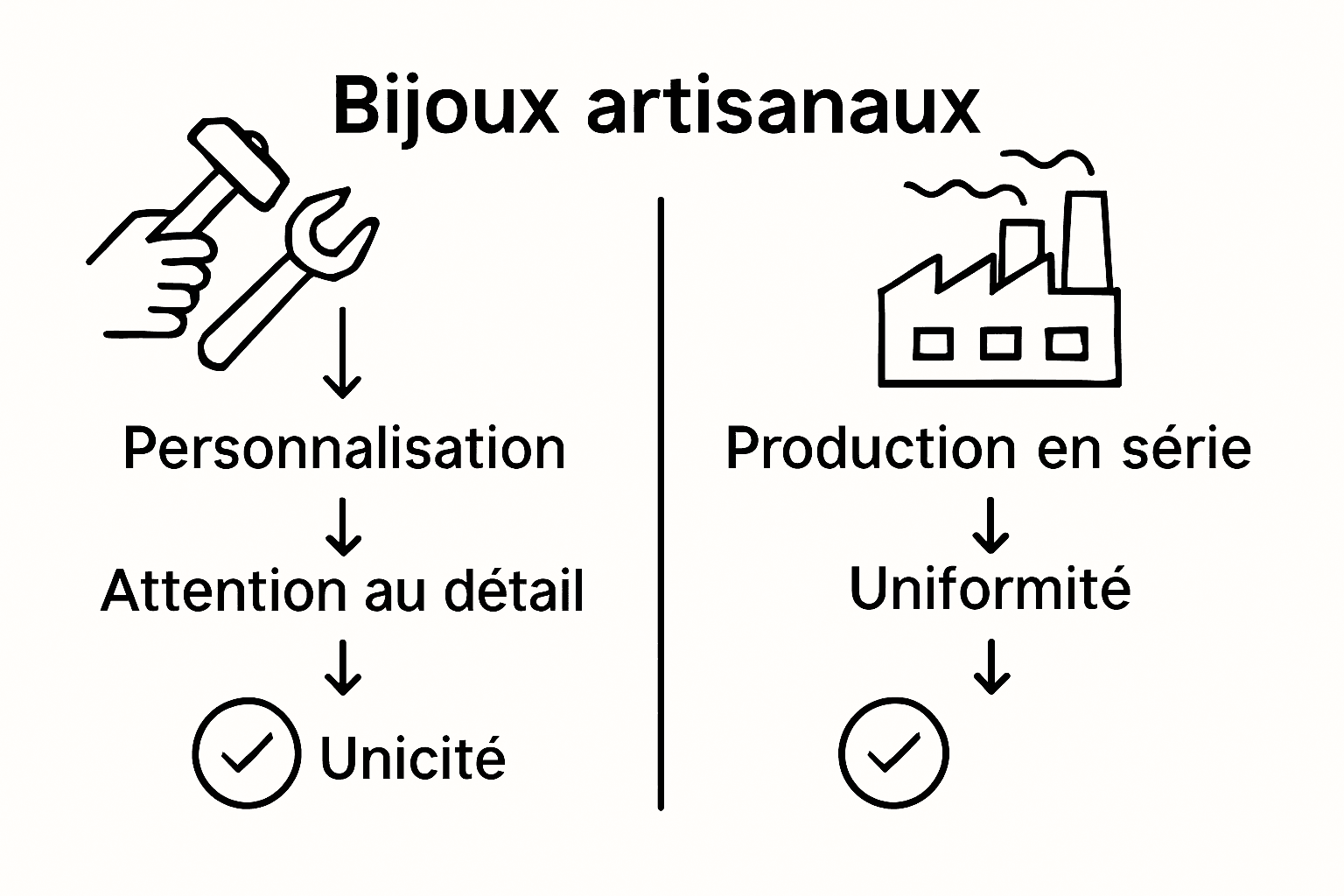 Infographie : bijouterie artisanale vs bijouterie industrielle