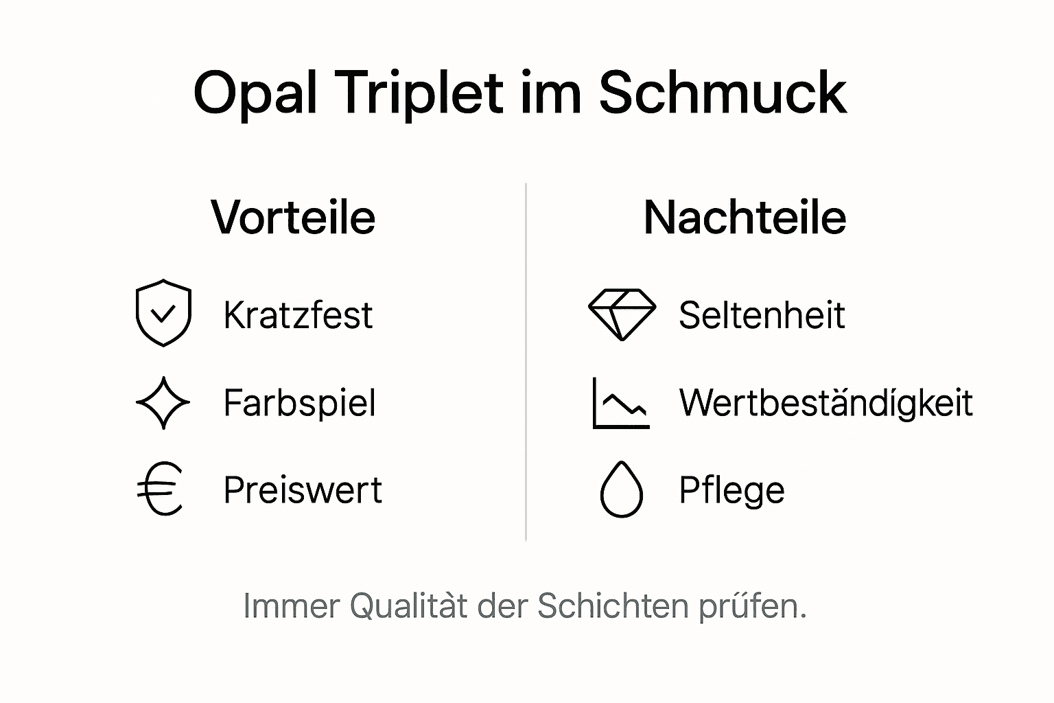 Infografik: Die wichtigsten Vorteile und Nachteile von Opal-Triplets auf einen Blick