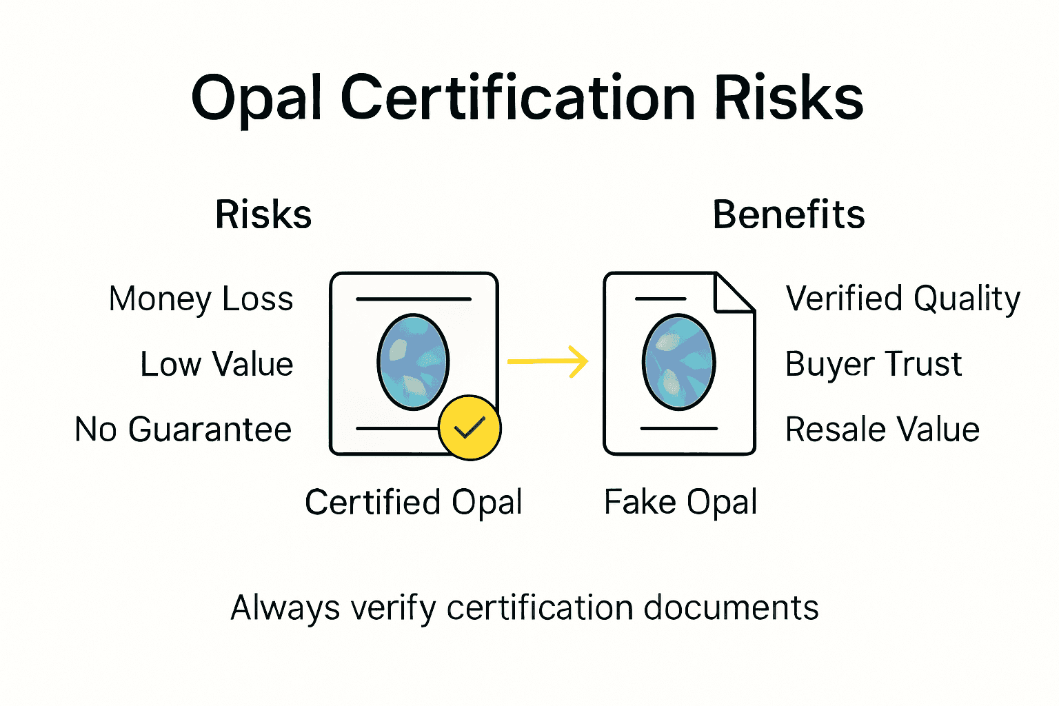 Infographic illustrating risks and benefits of opal certification
