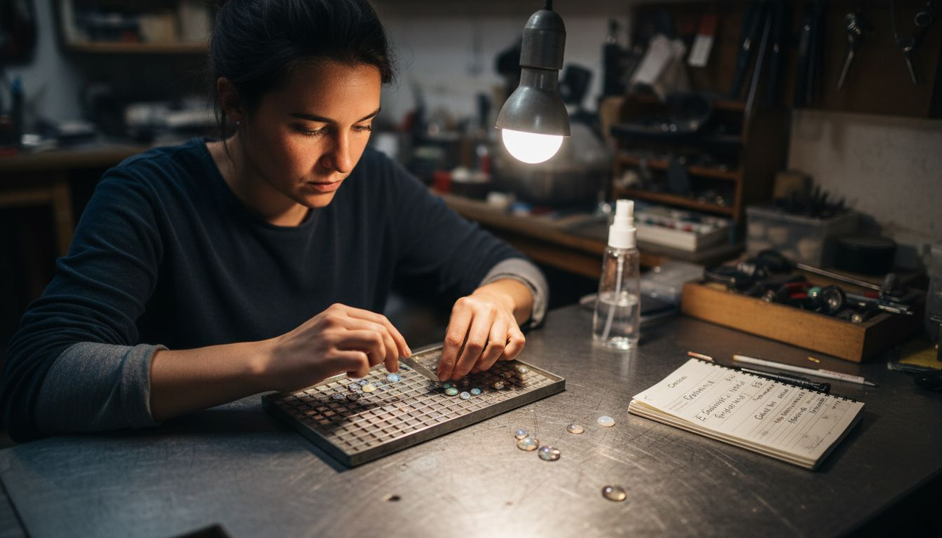 Un joaillier en train de séparer les différentes couches d’une opale doublet
