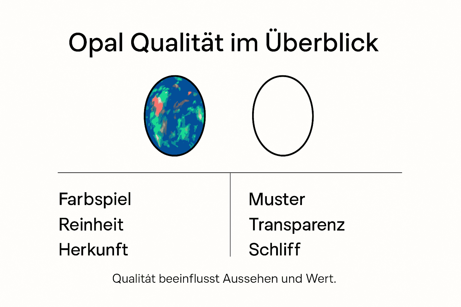 Infografik zu Opal-Qualitätsmerkmalen für Schmuck