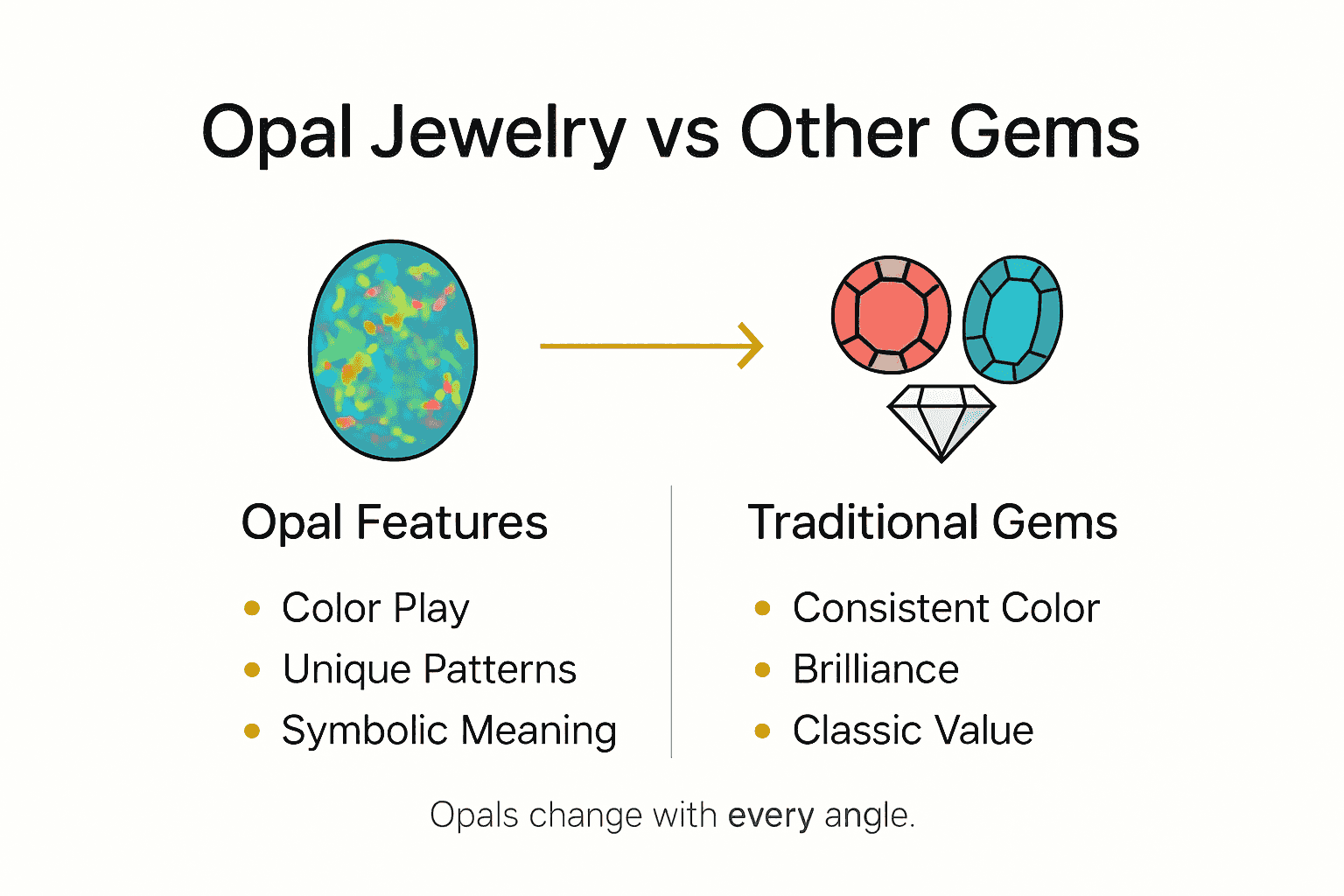Infographic comparing opal and other gemstone features