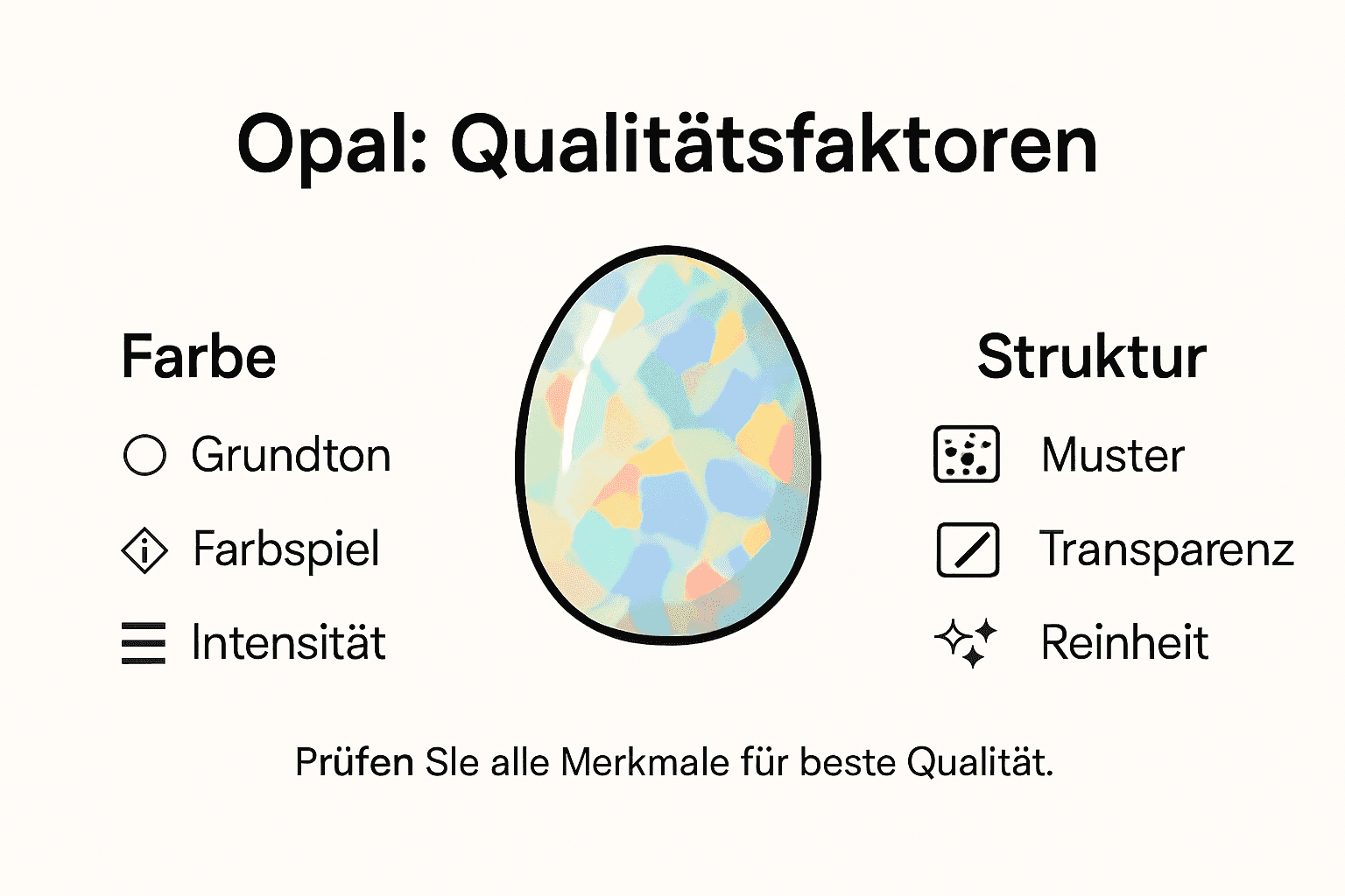 Übersicht der Qualitätskriterien von Opal in einer Infografik