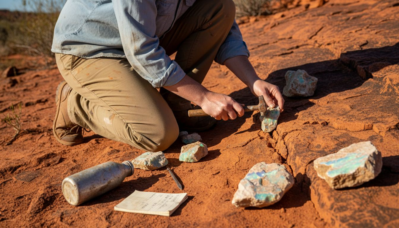 Eine Geologin entdeckt Matrix-Opale bei Ausgrabungen in Australien.