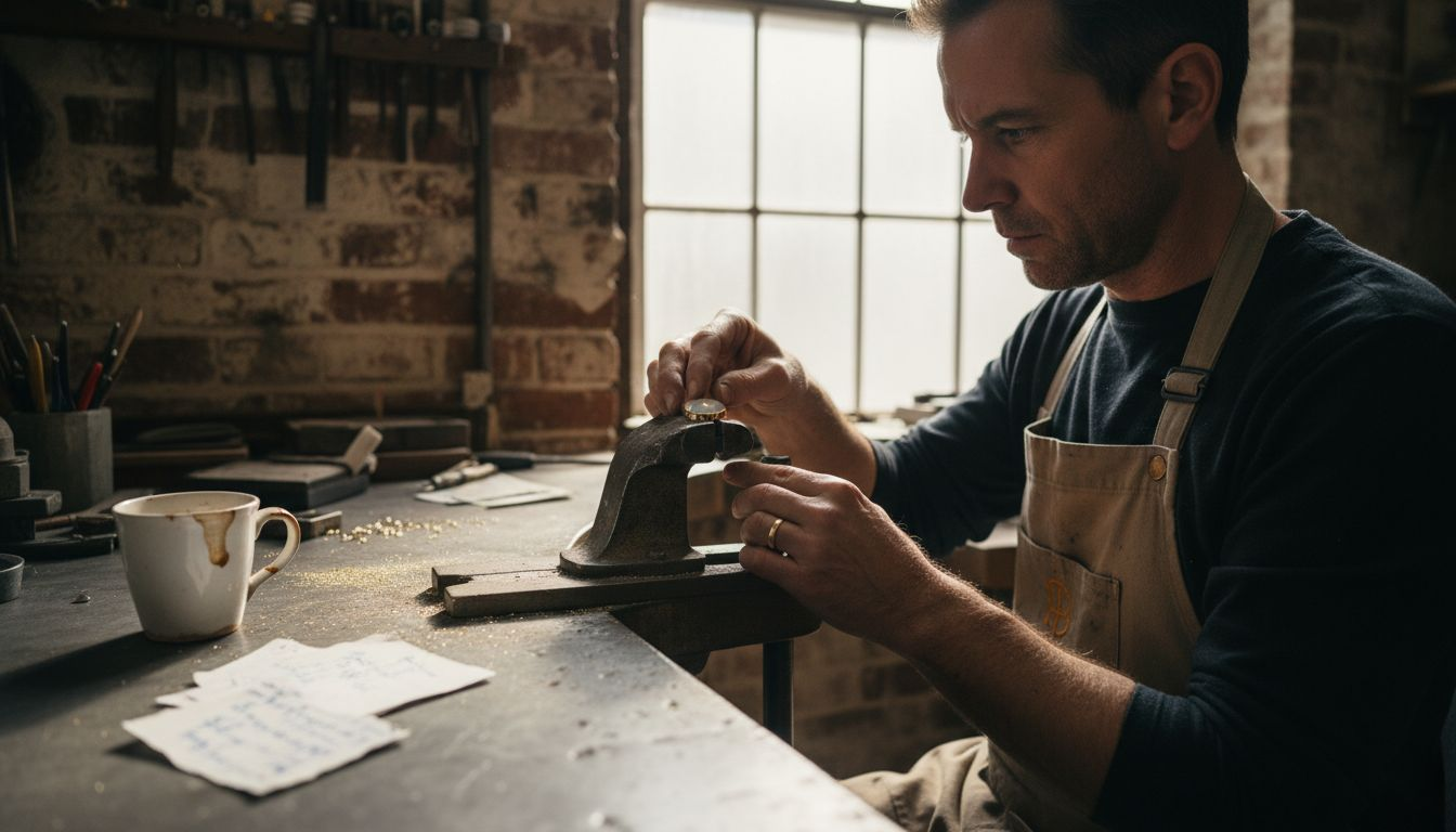 Jeweler shaping bezel setting for opal ring