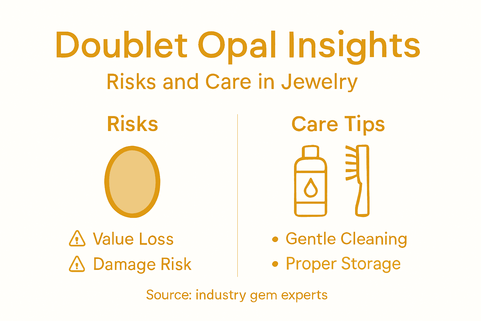 Infographic showing doublet opal risks and care tips