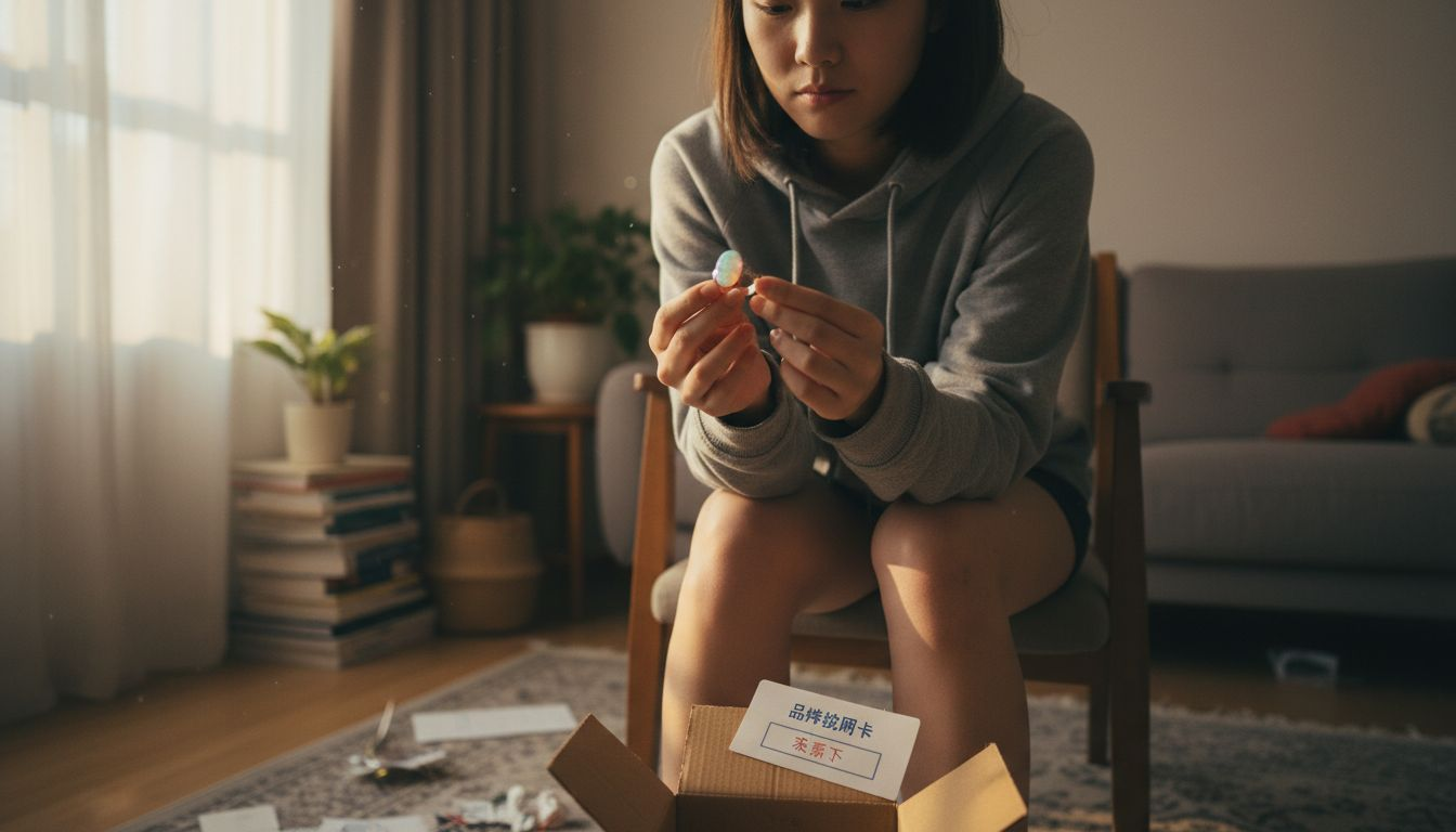 一位女士正在细心欣赏手中的欧泊戒指,目光流露出对宝石色彩和光泽的赞叹。