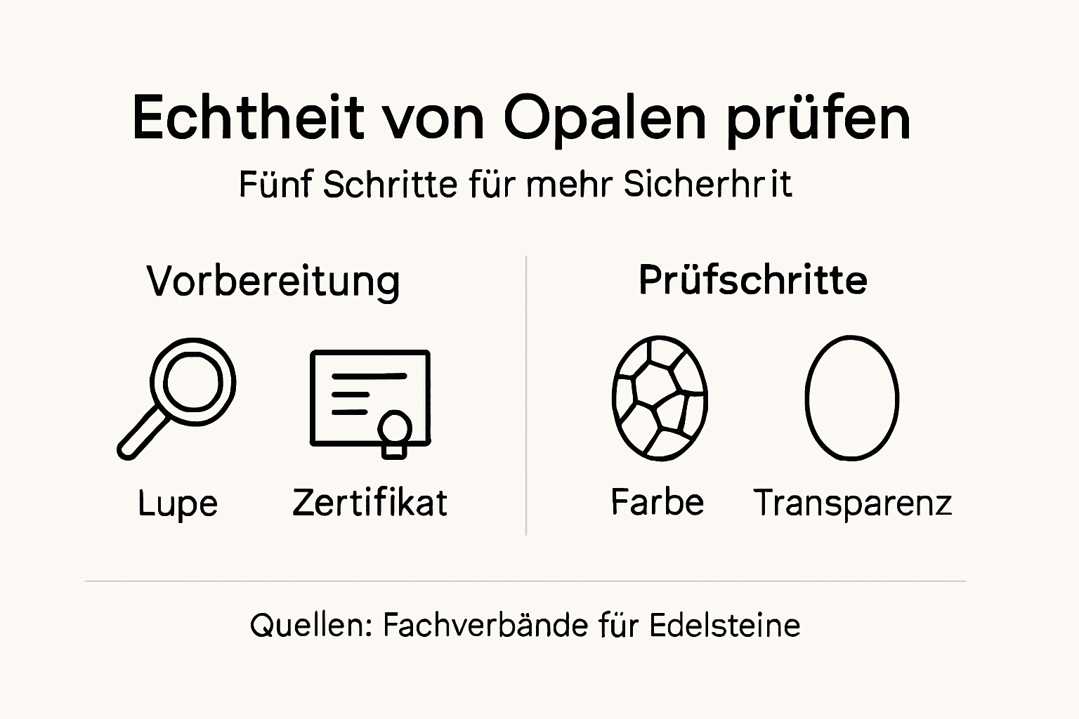 Infografik: So erkennen Sie echte Opale – die wichtigsten Prüfschritte auf einen Blick