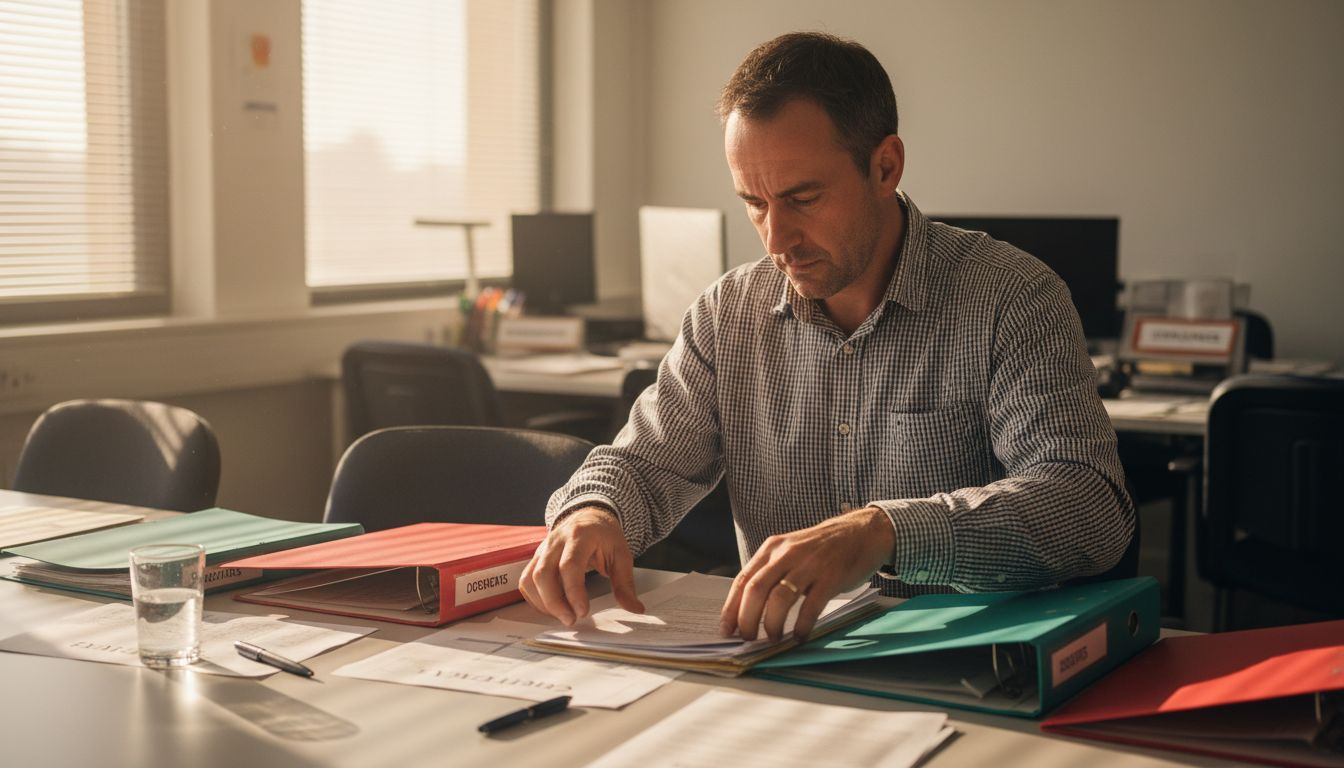 Un agent examine attentivement les dossiers de certification des opales.