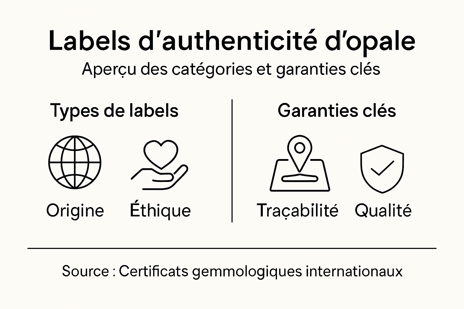 Panorama des principaux labels de certification pour l’opale, présenté en infographie