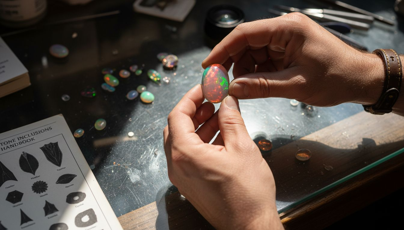 Close-up showing opal color and inclusions